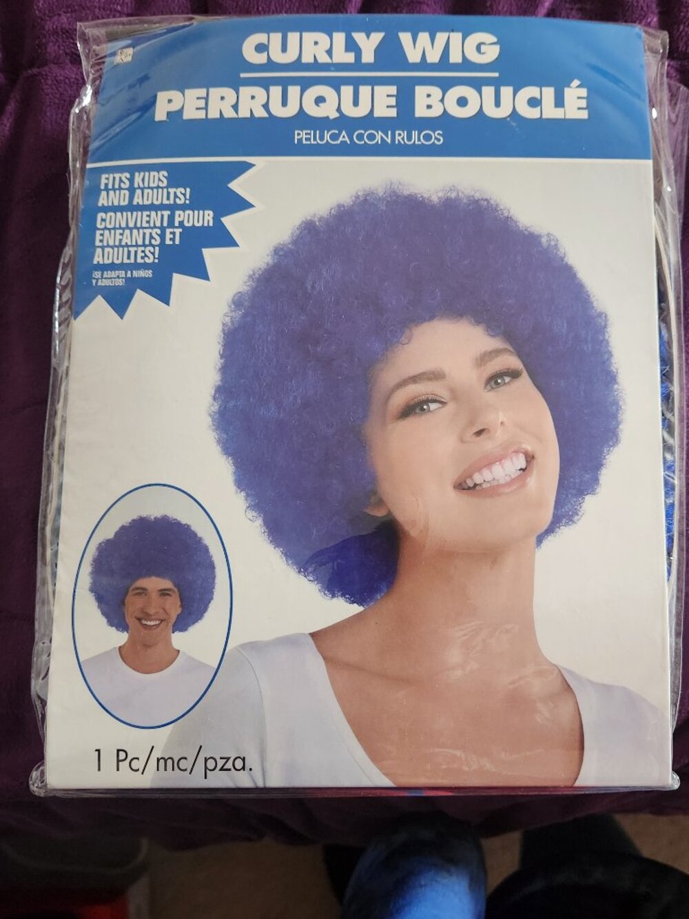 NEW Unisex Adult Child blue curly wig costume dress up Halloween circus clown OS